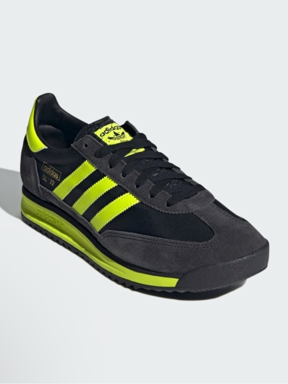 adidas SL 72 Sneaker in Black & Neon Green/yellow